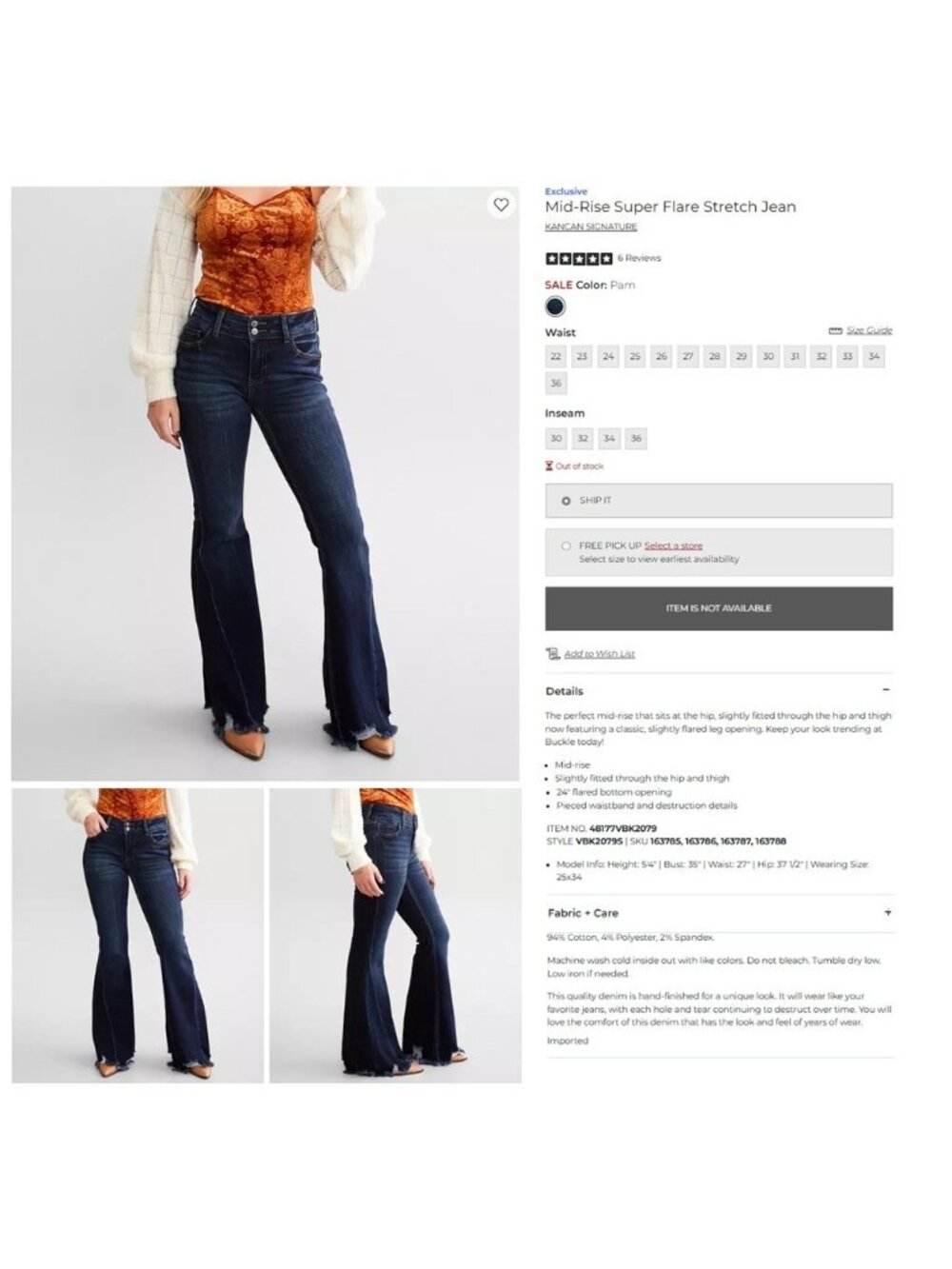 Kancan Signature Mid Rise Super Flare Jeans Size 26 Distressed Raw Hems VBK2079L - Picture 8 of 13